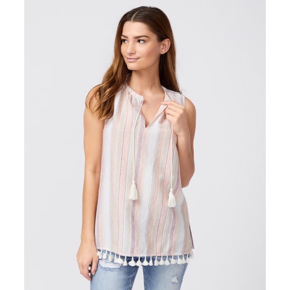 NWT Tommy Hilfiger Boho Tie Front Tassle Top